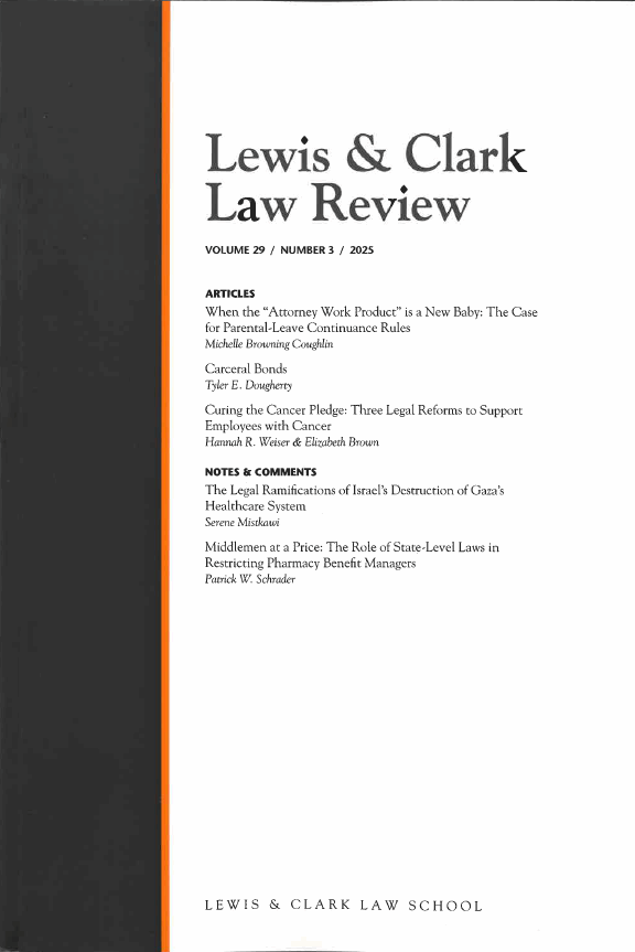 Cover of Lewis & Clark Law Review, Volume 29, Issue 3