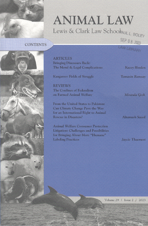 Cover of Animal Law Review Volume 29, Issue 2, 2023